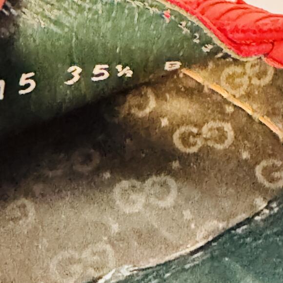 Gucci Shoes Womens 5.5 Red Leather Loafers Moccasin Slip On Dressy Comfort Italy - Picture 11 of 12